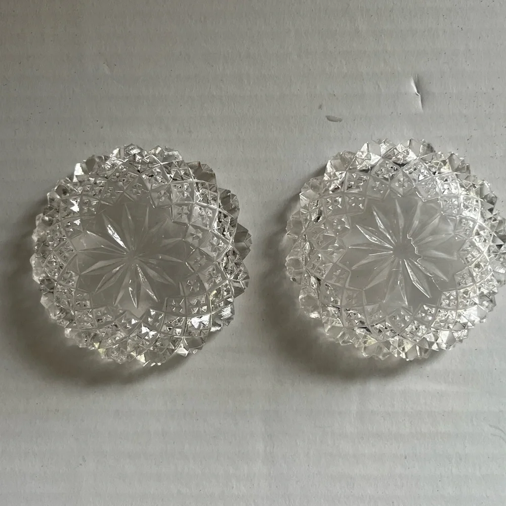 Vintage Cut Glass Salt Cellars (Set of 2)
